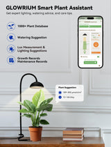 GLOWRIUM Smart Grow Lights for Indoor Plants,10W Full Spectrum Plant Lights with Bluetooth App Control, 360° Flexible Gooseneck Grow Lamp, Auto Timer 3/9/12Hrs, 10 Brightness for Small Plants, Black