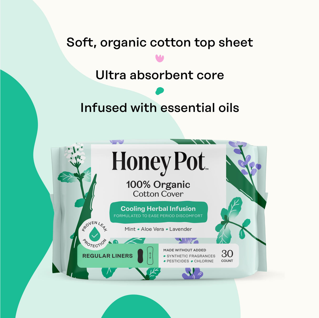 The Honey Pot Company - 120 ct - Herbal Everyday Panty Liners for Women - Infused w/Essential Oils for Cooling Effect & Organic Cotton Cover - Feminine Care - FSA & HSA Eligible