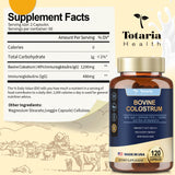 Totaria Bovine Colostrum Supplement Capsules for Gut Health, Hair Growth, Beauty and Immune Support - USA Farm Grass Fed - No Fillers, GMP Certified Calostro Bovino para Adultos Organico, 60 Servings