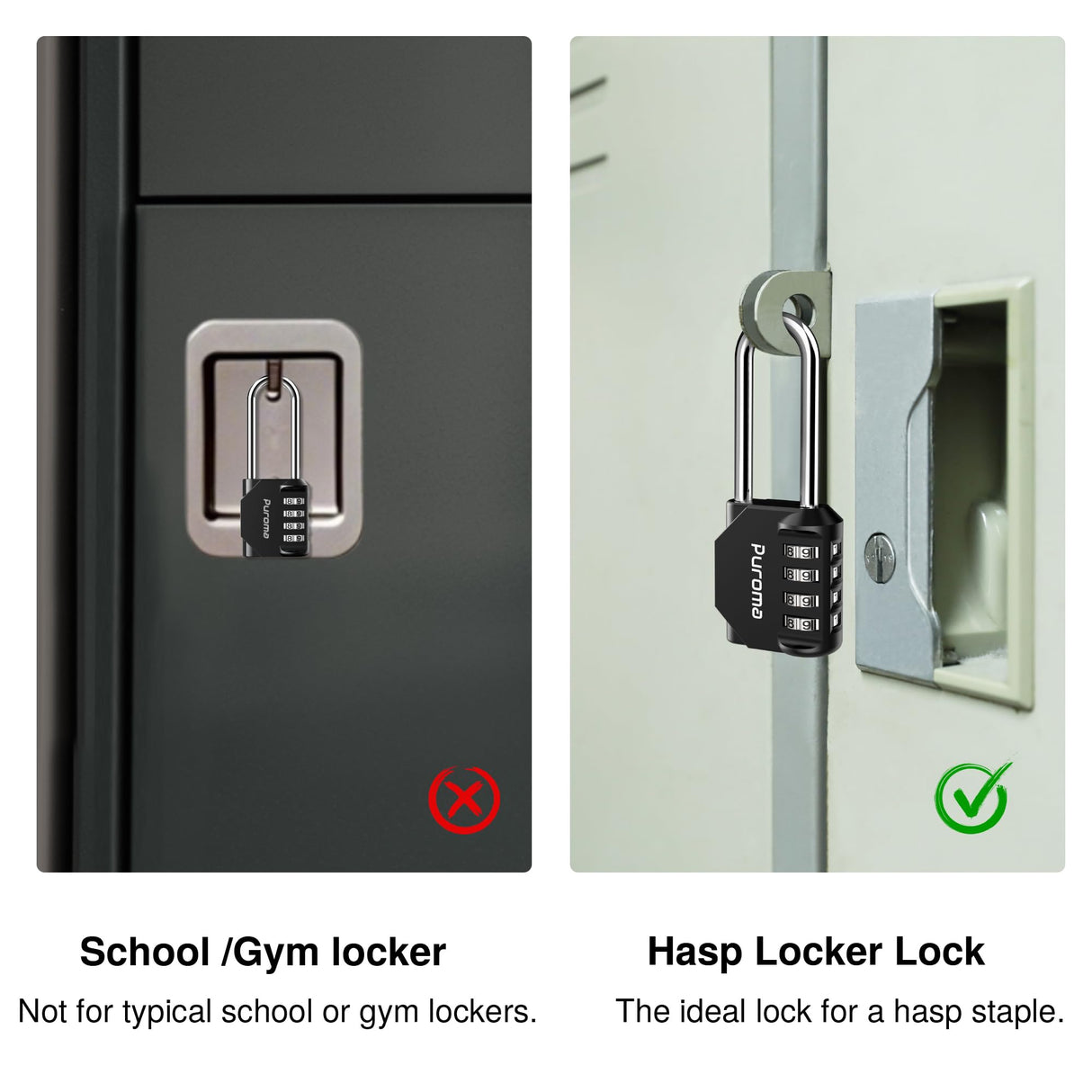 Puroma 4 Pack 2.6 Inch Long Shackle Combination Lock 4 Digit Outdoor Waterproof Padlock for Hasp Locker Lock, Sports Locker, Fence, Gate, Toolbox, Case, Hasp Storage, Cabinets (Black)