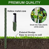 Frcctre 50 Pack 16 Inches Garden Stakes with 25 Connectors, Connectable Plant Support Stakes Plastic Coated Metal Tomato Sticks Plant Climbing Support for Tomatoes, Cucumber, Beans, Potted Plants