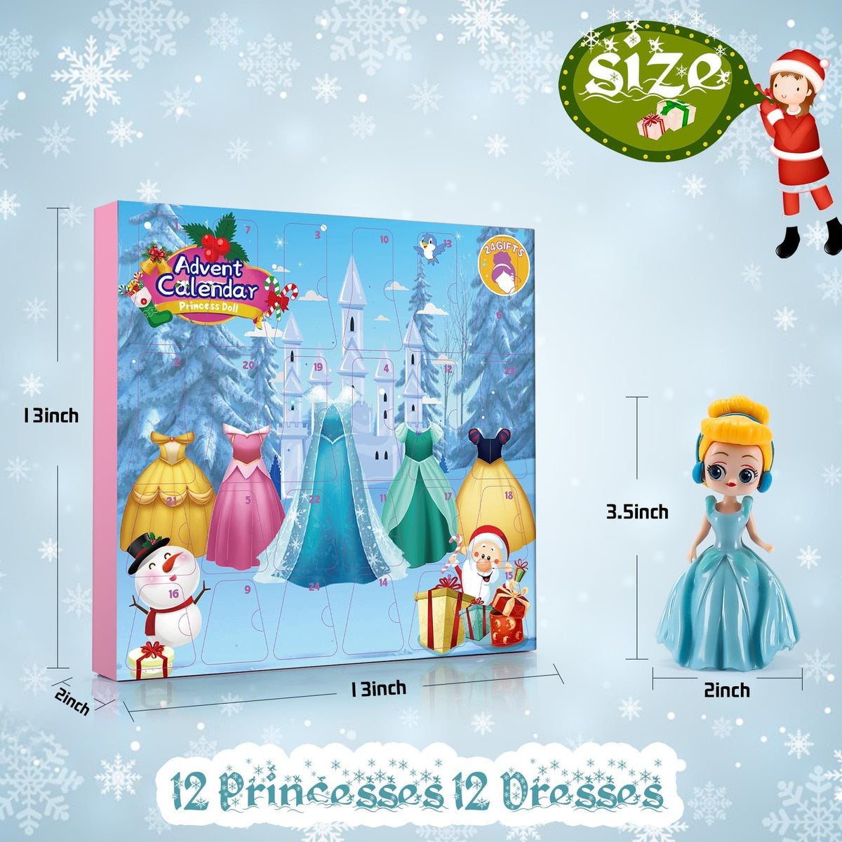 Advent Calendar for Girls Princess Deformation Toy 24 Days Countdown Calendars Princess Transformable Toys and Decorate Ideal for Christmas Countdown and Fun Play Party Favor, Xmas Gifts, Classroom Prizes