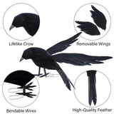 YOFIT Halloween Crow Decorations 6 Pack Fake Black Crows and Ravens