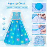 Meland Princess Dress Up for Girls – Light Up Halloween Costume for Girls Age 3-10, Princess Toys for Christmas Birthday Gift(S,3-4 Years)