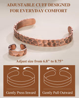 Fashtour Pure Copper Bracelet & Ring Set for Men & Women, Handmade