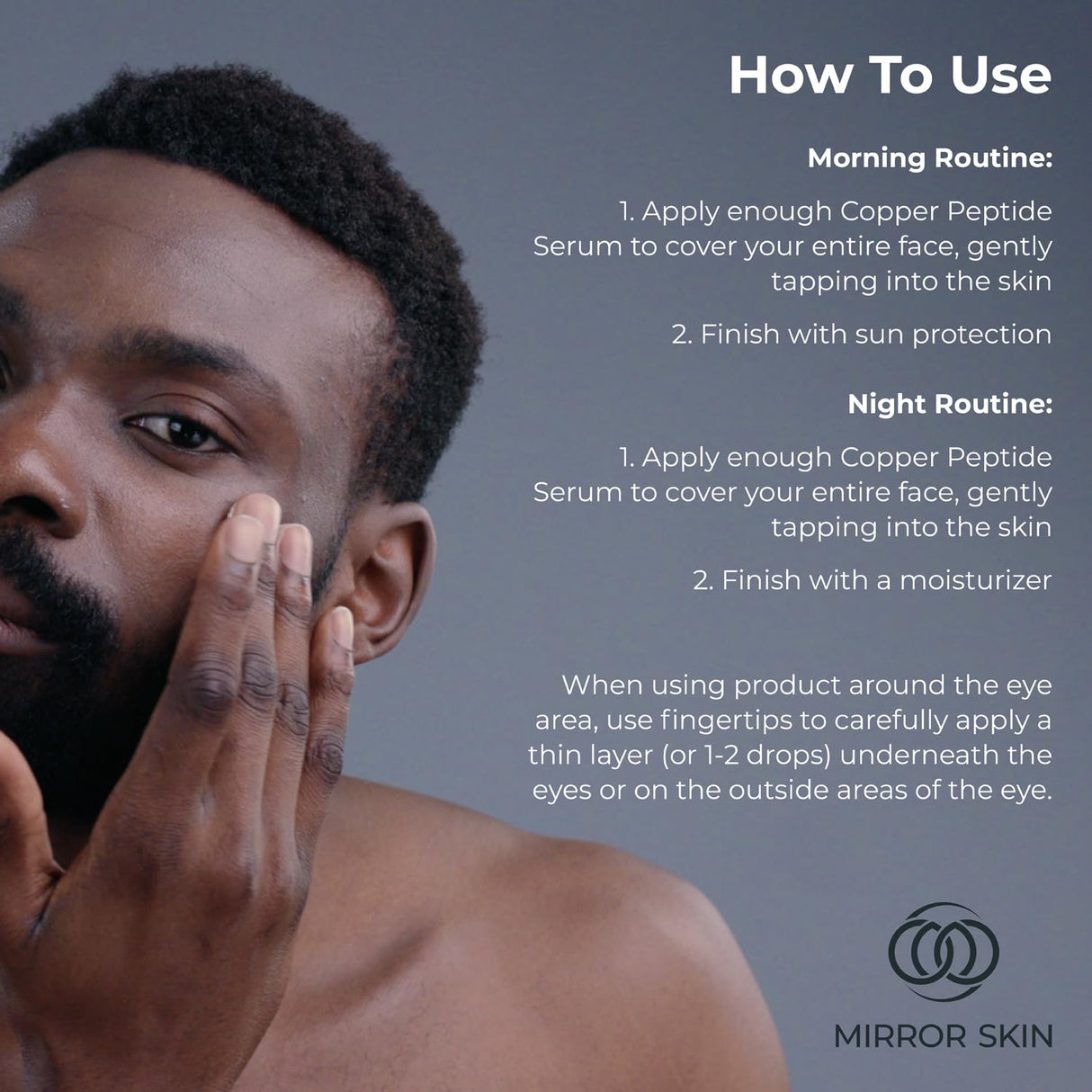 MIRROR SKIN - Copper Peptides Face Serum - Boost Collagen & Cell Renewal - Firm, Tone & Glow - Shea Butter, Witch Hazel & Apple Stem Cells - Facial Skin Care Products, Beauty & Self Care - (.5 fl oz)