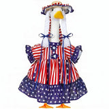 Sunnymove 4th of July Goose Outfit for 23'' Patriotic Porch Geese Costume for 250th Anniversary USA Outdoor Patio Lawn Decor (Red Blue White1)