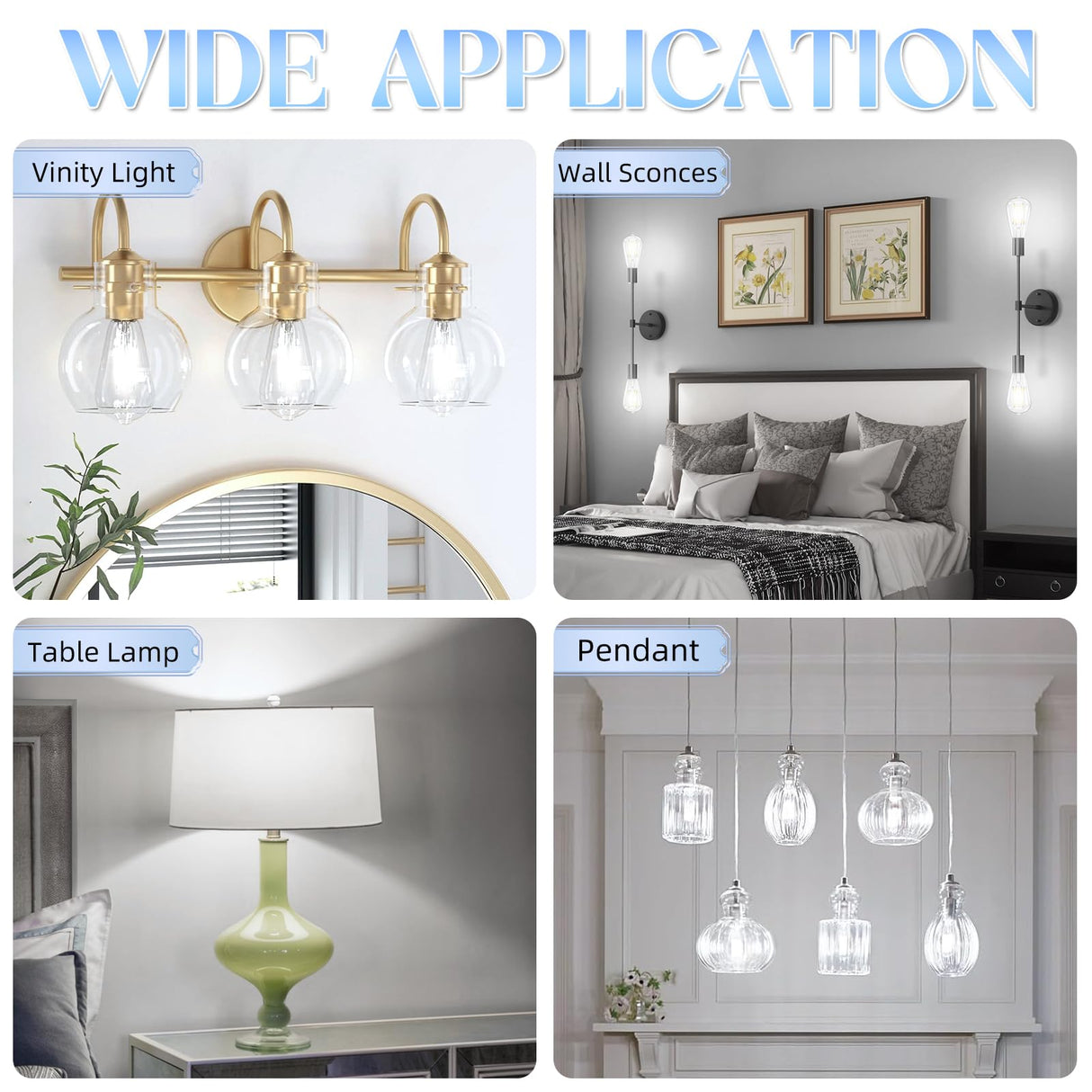 GvvooHome Edison Bulbs, E26 LED Bulb 60 watt Equivalent, Non-Dimmable, 4000K Daylight White, ST58 Vintage Light Bulbs, 90+ CRI, 6W 600LM, E26 Medium Base, Clear Glass, 6 Pack