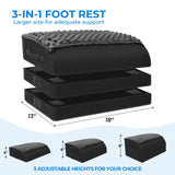 Foot Rest Under Desk for Office Use, Gel Memory Foam Foot Stool with 3 Adjustable Heights and Feet Warm Pocket for Back, Hip, Legs Discomfort Relief, Ergonomic Footrest for Office Chair & Gaming Chair