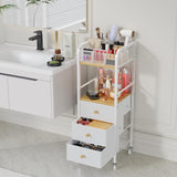 HapiRm Rolling Makeup Cart Organizer - Floor Skincare Make Up Storage with 3 Drawers, Vanity Organizer Cosmetic Display Cases Holder for Skin Care Perfume Nail Polish Brush Hair Tool