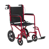 Drive Medical EXP19LTRD Lightweight Expedition Folding Transport Wheelchair with Hand Brakes, Ultra Lightweight Transport Chair for Seniors and Adults, Red