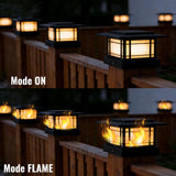 Dynaming 4x4 Solar Post Cap Lights Outdoor with Flickering Flame Light, Black Shell Fence Post Solar Lights Fit Vinyl/Wooden Posts, Brightness LED Lighting Decor for Garden Deck Patio, 12 Pack