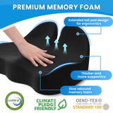 CushZone Seat Cushion, Memory Foam Office Chair Seat Cushion for Office Chairs/Car/Long Trip/Desk Chair/Gaming, Extra Large Size for Sciatica & Hip & Tailbone Pain Relief, Sciatica Support (Black)