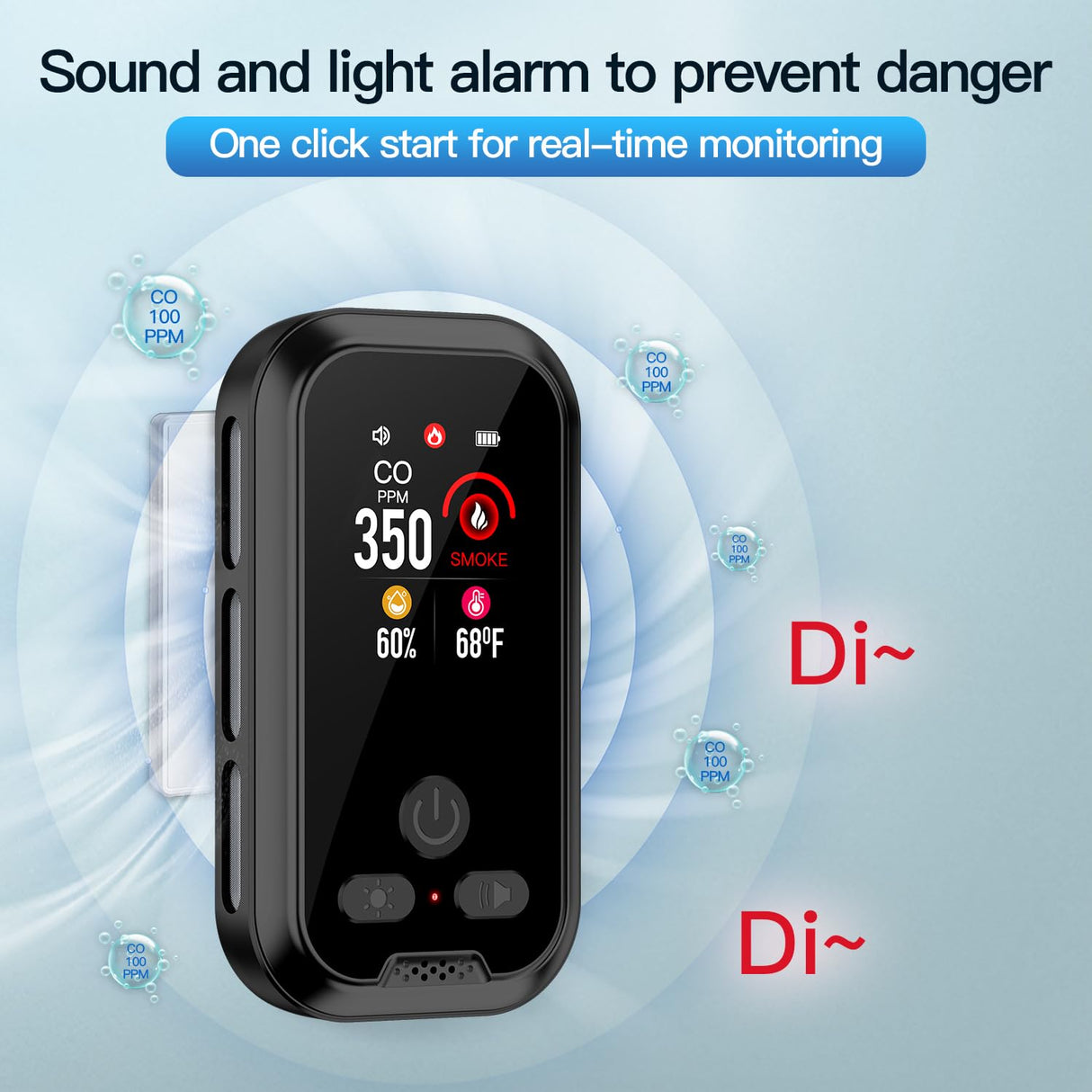 HAKINAKU 2-Pcs 4IN1 Plug in Smoke & Carbon Monoxide Detector Combination Builti-in 2000 mAh Backup Battery HD Screen [Smoke CO Temp Humidity Sensor] Alarm for Home Travel Hotel Indoor (White)