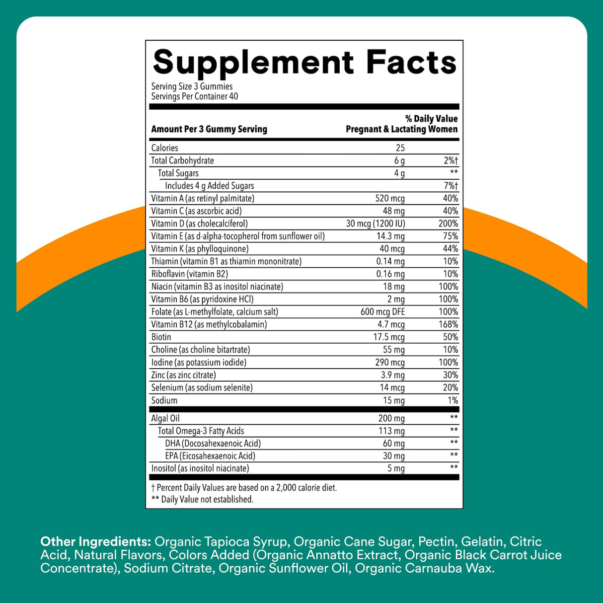 SmartyPants Prenatal Multivitamin Gummies - Improved Formula: Omega 3 (DHA/EPA), Methylfolate, Biotin, Vitamin D3, C, Vitamin B12, B6, Vitamin A, K & Zinc, Gluten Free, 120 Count (40 Day Supply)