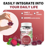 Kraftvoll Nitric Oxide Beet Root Gummies with Grapeseed Powder, Pomegranate Powder, Vitamin C & B12 – Sugar-Free, Mixed Berry Flavor – 60 Gummies