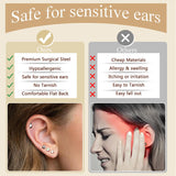Jstyle 21 Pairs Hypoallergenic Flat Back Stud Earrings for Women Men Surgical Stainless Steel Earrings for Sensitive Ears Cartilage Earring Small Studs Earrings Set Stacks Screw Back Black Earrings