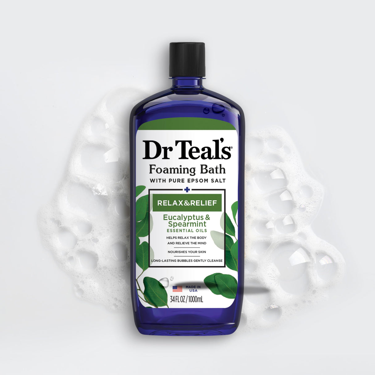 Dr Teal's Foaming Bath with Pure Epsom Salt, Lavender & Eucalyptus, 34 fl oz (Pack of 2)