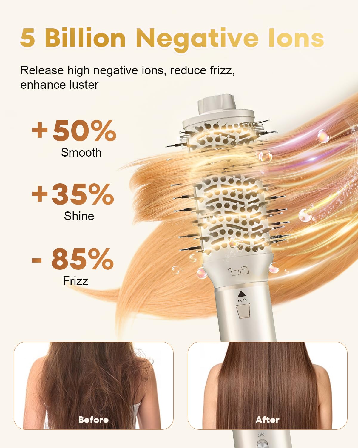 7 in 1 High-Speed Hot Air Styler,110,000 RPM Rotatable Hair Styler ， Professional Frizz-Free Blow Dryer Brush, Fast Drying, No Heat Damage - Curl, Volumize, Straightening Styling (Champagne)