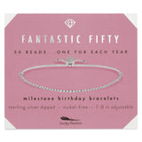Lucky Feather 50th birthday gifts for her | 50th birthday gifts for women Bracelet | 14K Gold, Rose Gold, or Silver Dipped Beads on Adjustable Cord | Trendy 50 year old gifts for women | With Card
