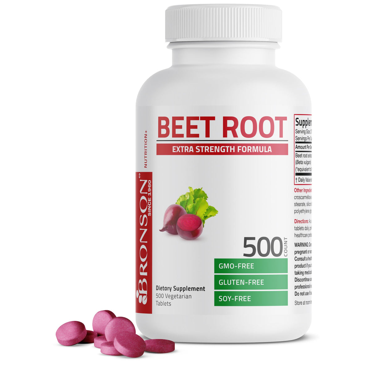 Bronson Beet Root Extra Strength, Non-GMO, 500 Vegetarian Tablets ...
