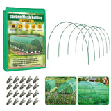 Garden Mesh Netting Kit for Raised Beds, 10x30FT Green Garden Netting ＆6 Sets Fiberglass Garden Hoops, Row Cover Garden Netting Pest Barrier Plant Protection for Vegetable Flowers Fruits