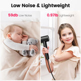 Hair Dryer, 110,000 RPM High-Speed Ionic Blow Dryer for Fast Drying, Professional Lightweight Hairdryer with Diffuser, Magnetic Nozzle, 4 Temps & 2 Speeds, Low Noise for Travel - Black