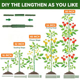 Frcctre 50 Pack 16 Inches Garden Stakes with 25 Connectors, Connectable Plant Support Stakes Plastic Coated Metal Tomato Sticks Plant Climbing Support for Tomatoes, Cucumber, Beans, Potted Plants