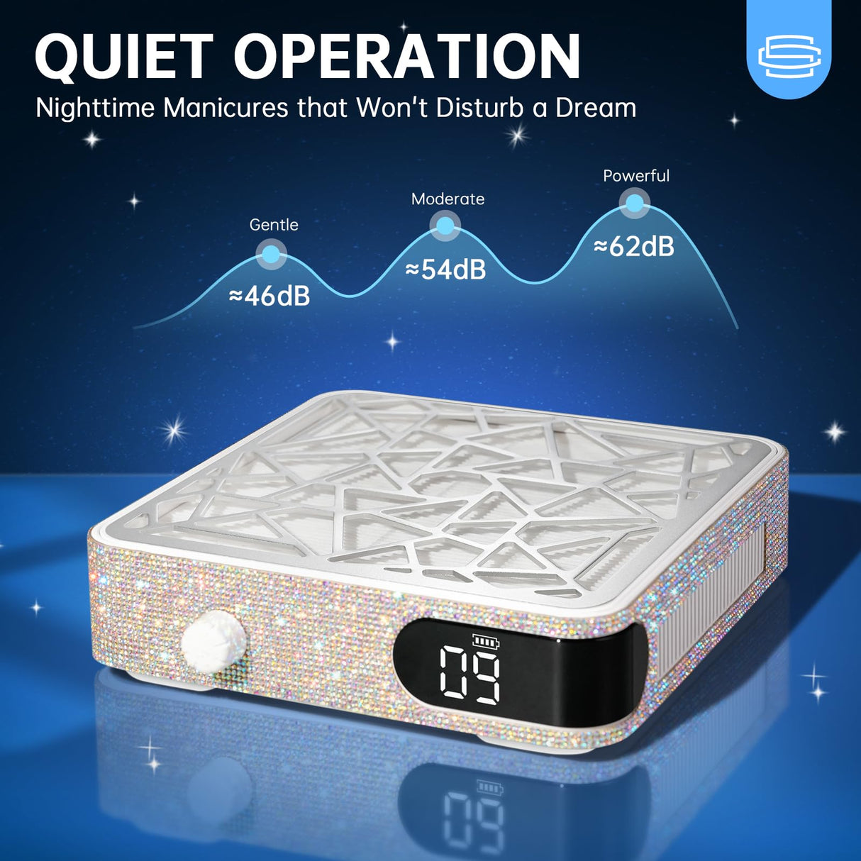 CHRISTINE SHELLY Nail Dust Collector, Powerful Vacuum Fan Vent Dust Collector Extractor Dust Suction Machine for Acrylic Nails Polishing, Nail Salon, White Diamond