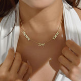 Elemtansy Mothers Day Custom Name Necklace for Women, Multiple Name Personalized 18K Gold Plated Handmade Family Necklace, Customized Jewelry Birthday Gift for Mom (3 Names)
