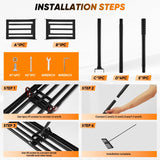 Saker Lawn Leveling Rake 30x10 Inch, Lawn Leveler Tool with 73-Inch Stainless Steel Handle, Heavy Duty Landscape Rake for Yard, Garden, Farm, and Golf Course - Black