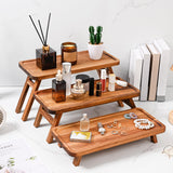 GEHE 3 Tier Serving Tray Acacia Wooden Tiered Tray Stand Foldable Dessert Table Display Set Decor Charcuterie Boards for Party, Birthday, Wedding, Christmas