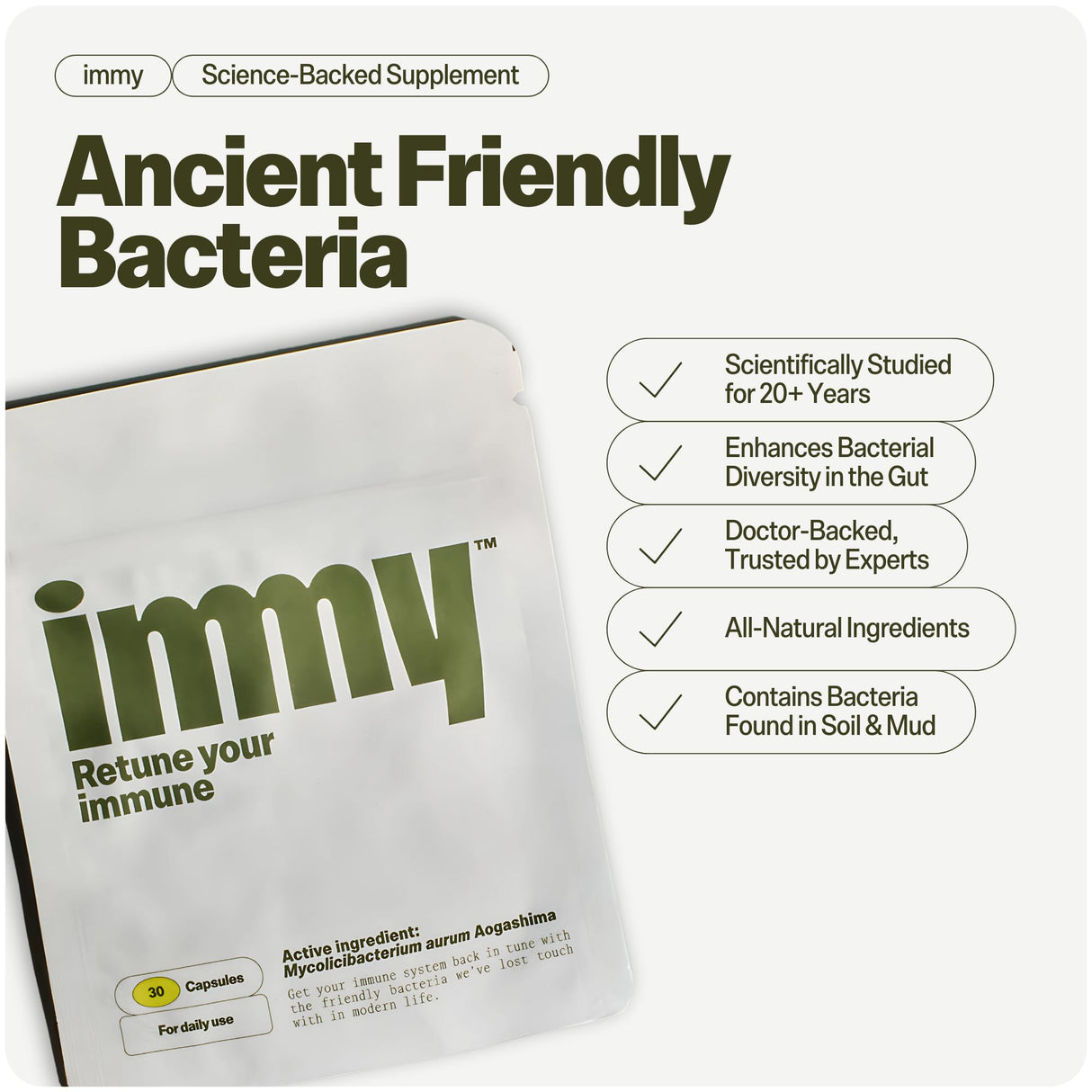 IMMY Immune Supplement for Mood Support and Gut Health, 30 ct. - Supports Joint Relief, Focus & Mood Support, Natural Calming Aid