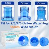 Gofriipai 3 and 5 Gallon Water Jug Cap, Silicone Reusable Replacement Cap, Non Spill Bottle Caps for 55mm Bottle Water Dispenser Caps - Pack of 10