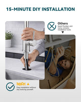 Hiqufet Kitchen Faucet with Pull Down Sprayer, Brushed Nickel High Arc Single Handle Kitchen Sink Faucet for Pot Filler, Stainless Steel Commercial Modern Rv Farmhouse Camper Laundry Bar Sink Faucets