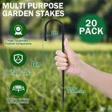 GESTONE 20 PCS Garden Ground Stakes 12" Rebar Stakes Heavy Duty J Shape