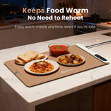Warming Mat for Food, 24"x15" Food Warming Mat 6 Temperature & Timer Settings Upgrade Graphene Fast Full Surface Heating-Versatile Food Warmer for Gatherings, Parties, Everyday Use-Light Caramel