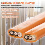 Energeaster 10/2 NM-B Wire,with Ground Indoor Electrical Copper Wire，10 Gauge Wire 2 Conductor Non-Metallic Sheathed Copper Cable(25FT Orange)
