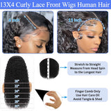 Aatifa 28 Inch Water Wave Lace Front Wigs Human Hair 13x4 HD Transparent Lace Front Human Hair Wigs for Women Deep Curly Lace Wigs Pre Plucked 180% Density Water Wave Lace Frontal Wig with Baby Hair