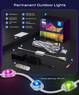 Ecoeve Permanent Outdoor Lights for House, 199ft Christmas RGB+IC Lights