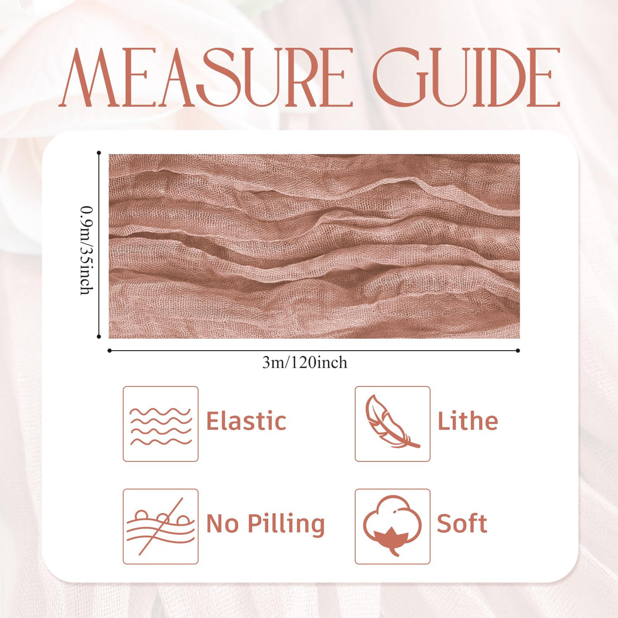 Wokceer Cheesecloth Table Runner Christmas 6Pack 10FT Dusty Pink Boho Gauze Fall Cheese Cloth Table Runner for Party Long Rustic Sheer Table Runners for Baby Bridal Shower Wedding Easter Table