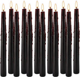YOROXRG 12PCS 10-Inch Black Bleeding Taper Candles,Vampire Tears Taper Candles- Unscented Ideal for Halloween, Christmas, Rituals, and Themed Party Decor