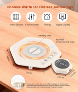 Warming Mat for Food, Silicone Hexagonal Design Electric Warming Tray, Fast Heating, Freely Combined, 4 Temperature Settings, Food Heating Pad Suitable for Parties Gatherings Home Daily Use (2)