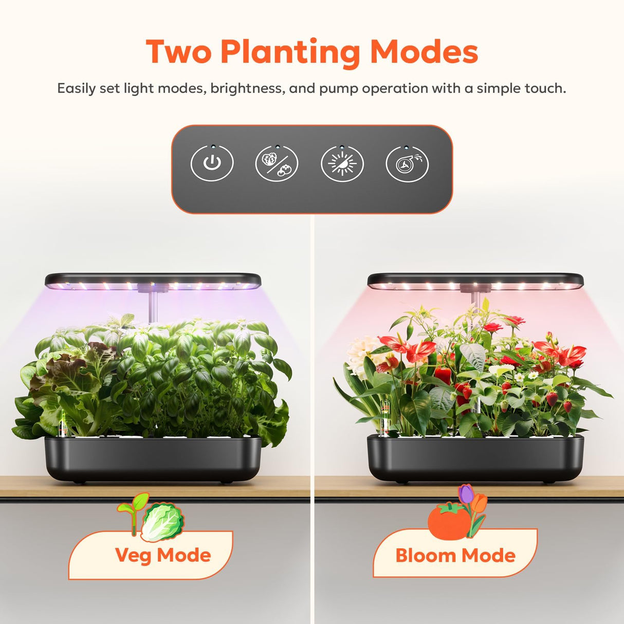 owltron Hydroponics Growing System Kit, 12 Pods Indoor Herb Garden with 24W LED Grow Light Full Spectrum, Planting Height Up to 20", Quiet Water Pump, Indoor Gardening for Gifts, Kitchen, Black