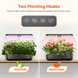 owltron Hydroponics Growing System Kit, 12 Pods Indoor Herb Garden with 24W LED Grow Light Full Spectrum, Planting Height Up to 20", Quiet Water Pump, Indoor Gardening for Gifts, Kitchen, Black