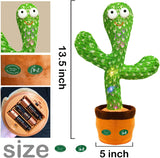 Hunfur Christmas Dancing Talking Cactus Toy Mimics Back, Cactus Baby Toy Singing Mimicking Repeating Recording, Silly Sunny The Cactus with 3xAA Battery