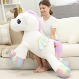 FFxiong 44 Inch Giant Unicorn Stuffed Animal Pillow, Cute Soft Big Unicorn with Rainbow Wings Large Plush Toy, Gifts for Girlfriend Girls Boys Kids Birthday Valentines Christmas