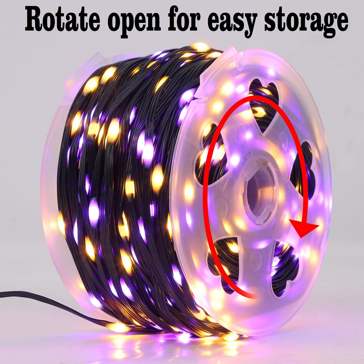 WATERGLIDE Extra Long 328FT Halloween Lights, 1000 LED Outdoor Fairy String Lights, Green PVC Copper Wire Christmas Light, Plug in 8 Modes & Waterproof for Tree Party Home Yard Decor, Orange&Purple