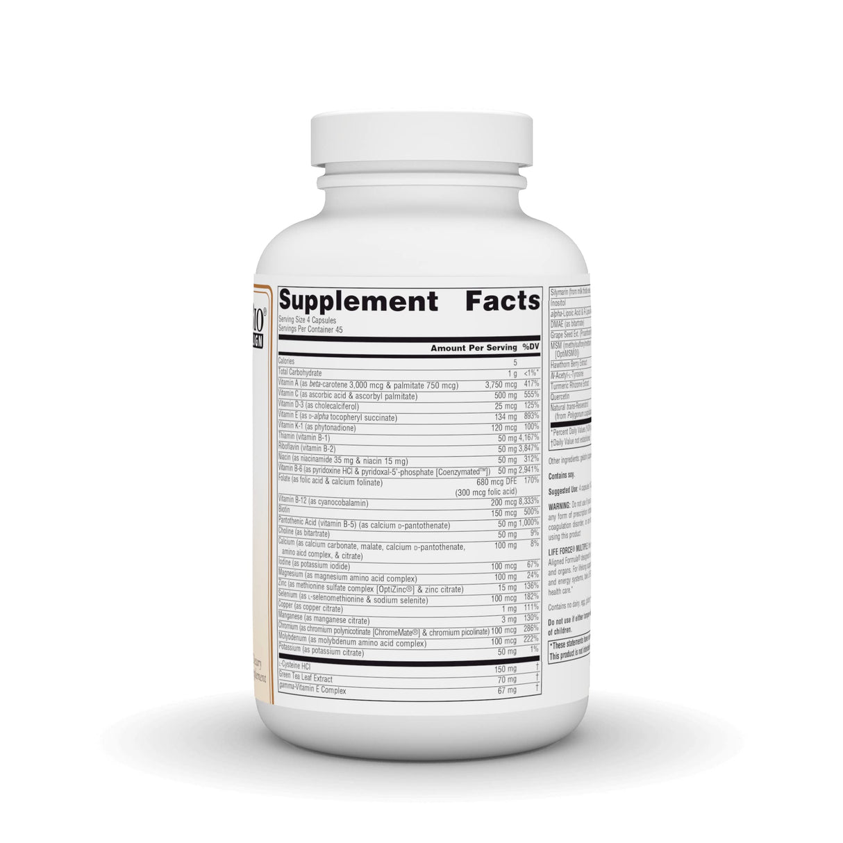 Source Naturals Life Force Multiple, Energy Activator* Iron Free, Daily Multivitamin High Potency Essential Vitamins, Minerals, Antioxidants & Nutrients - 180 Capsules