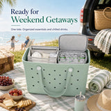 2-in-1 Cooler Organizer Insert Compatible with X Large Bogg Bag, No More Mess & Leaks, Beach & Pool Organizer for Travel & Picnic, Leak-Proof PEVA Insulated Cooler with Mesh Divider
